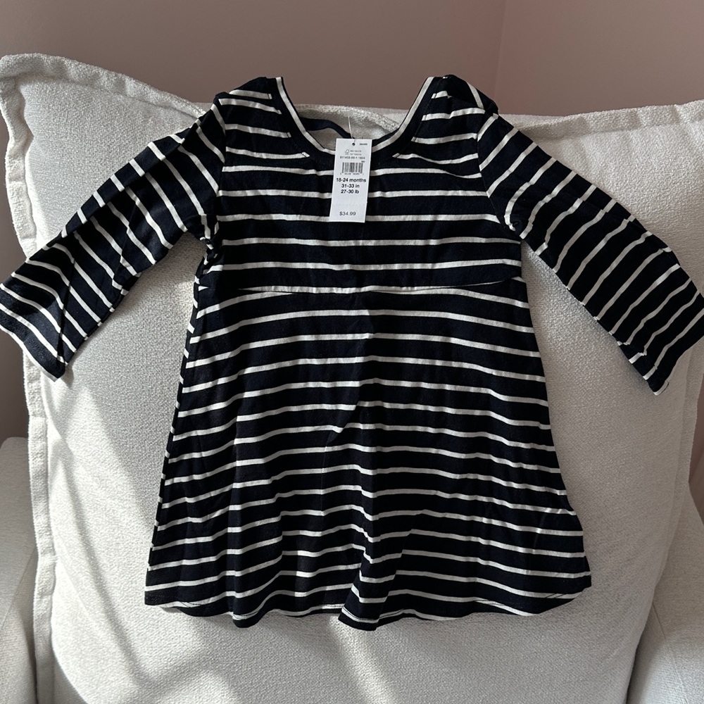 GAP Striped Navt and White Dress with criss cross back - NWT